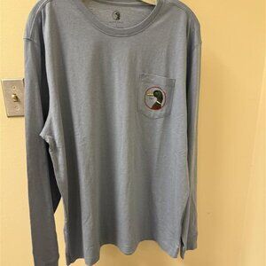 Duck Head Long Sleeve Pocket Tee - Faded Denim Heather Blue - Size Large - NWT